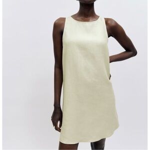 Reformation Linen Jessi Linen Mini Dress Light Sage Green‎ Women’s Size 4